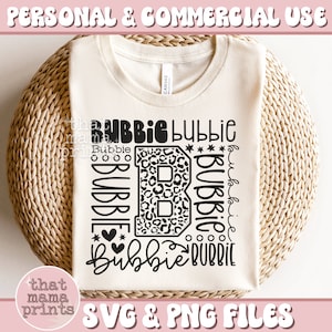 Bubbie SVG & PNG, Moederdag Svg, Bubbie Shirt Svg, Oma Svg, Grootmoeder Svg, Leopard Print Svg, Retro Bubbie Sublimatie Png