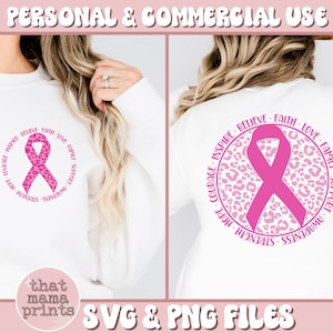 Pink Cancer Ribbon SVG & PNG, Breast Cancer Svg, Leopard Print Breast Cancer SVG, Pink October Svg, Breast Cancer Awareness Sublimation Png