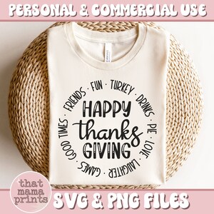 Happy Thanksgiving SVG & PNG, vriend Thanksgiving SVG, Thanksgiving groep SVG, Happy Turkey Day SVG, Thanksgiving bemanning sublimatie PNG