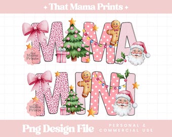 Mama and Mini Png, Family Christmas Png, Matching Christmas Shirts Png, Retro Pink Christmas, Ornament Png, Mommy and Me Shirt Png