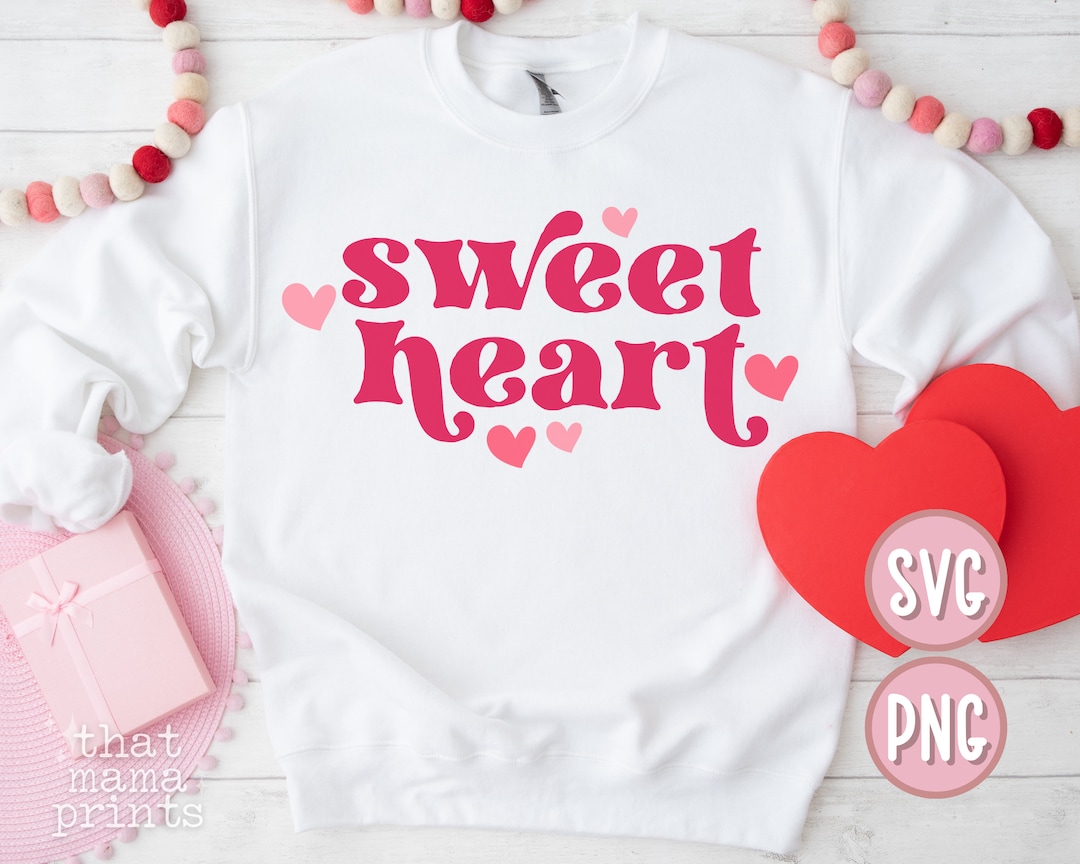 Sweet Heart SVG & PNG, Toddler Retro Valentines Day Svg, Matching Svg ...