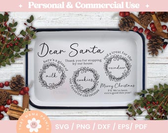 Vassoio di Babbo Natale SVG PNG Dxf Eps Pdf - Caro Babbo Natale Svg, Natale in famiglia Svg, Piatto di Babbo Natale Svg, Latte di Babbo Natale e biscotti Svg, Tagliere Svg