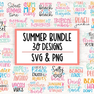 Summer Bundle SVG & PNG, Beach Svg Bundle, Funny Beach Quotes Svg, Summertime Svg, Family Vacation Shirt Svg, Mermaid Svg, Beach Sublimation