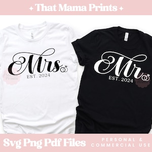 M. et Mme Est 2024 SVG PNG PDF, Svg mariage, les mariés, Svg mariage, mariée Svg, Svg nuptiale de douche, cadeau de mariage personnalisé Svg