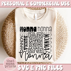 Tipografía Nonna SVG & PNG, Nonna Svg, Día de las Madres Svg, Nonna Camisa Svg, Nonna Cita Svg, Abuela Svg, Leopard Print Svg, Sublimación Png