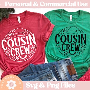 Cousin Crew Svg & Png, Família Natal Svg, Camisa Combinando Natal Svg, Pijamas Natal Svg, Natal Cousin Crew Png, Sublimação Png