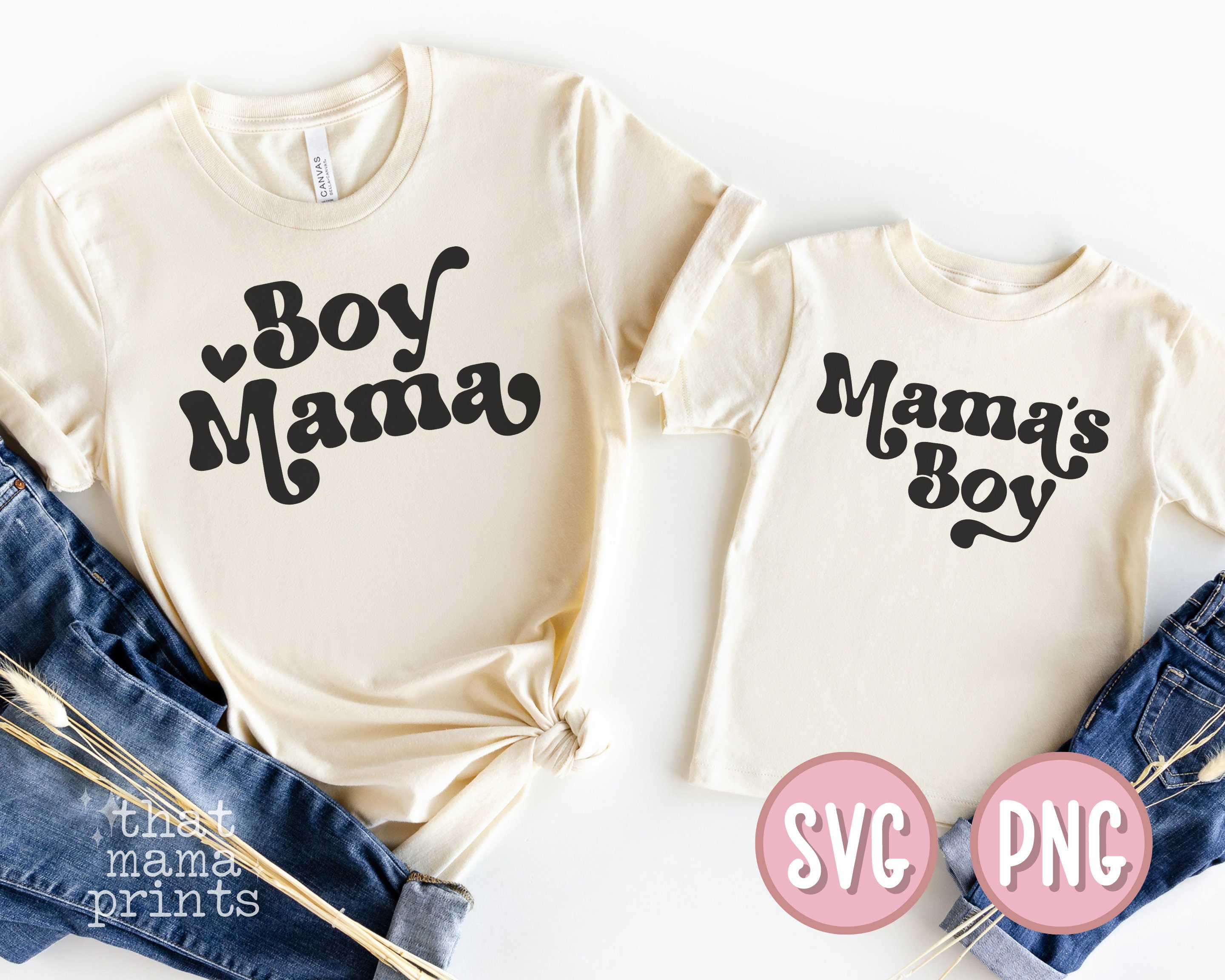 男の子ママ SVG & PNG、ママの男の子 SVG、ママと私のお揃いシャツ SVG