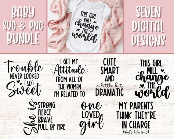 Baby Girl SVG & PNG Bundle, Baby Svg Bundle, Funny Baby Sayings Bundle, Boho Baby Svg, Girl Mom Svg, New Mom Svg, Baby Shower Gift Svg Files