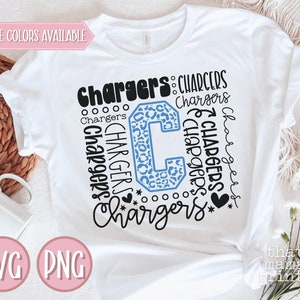 Chargers Svg & PNG, Typography Svg, Chargers Cheer Svg, Chargers Football Svg, Chargers Baseball Svg, Mascot Svg, Chargers Shirt Sublimation
