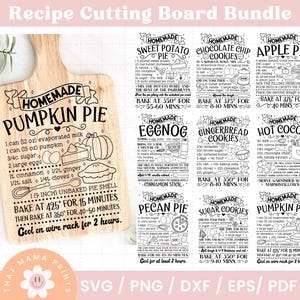 Recipe Cutting Board Svg Bundle, Recipe Svg, Farmhouse Kitchen Svg, Wood Cutting Board Saying Svg, Baking Svg Charcuterie Svg, Thanksgiving