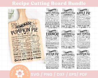 Recipe Cutting Board Svg Bundle, Recipe Svg, Farmhouse Kitchen Svg, Wood Cutting Board Saying Svg, Baking Svg Charcuterie Svg, Thanksgiving