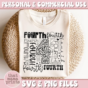 Fourth Grade SVG PNG, 4th Grade Teacher Shirt Svg, Leopard Print Svg, Retro 4th grade Sublimation PNG, Back to School Svg, 1st Day of School
