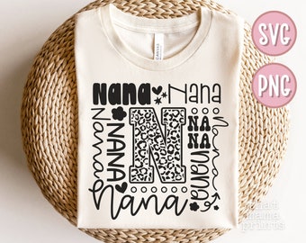 Nana typographie SVG & PNG, Nana Svg, fête des mères Svg, Nana chemise Svg, Nana citation Svg, Svg grand-mère, impression léopard Svg, Nana sublimation Png