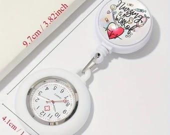 Nurses Watch Cute Badge Reel, Retractable Badge & Pass Holder,  Nursing and Office Staff Badge Reel Holder