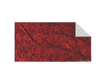 Strandhandduk med rosenmönster: Blommig bomullsblandning, snabbtorkande (76 x 152 cm)