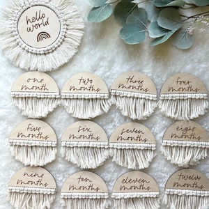 macrame milestone cards set, baby monthly milestone cards, boho milestones, boho baby photo props, milestone cards, baby announcement