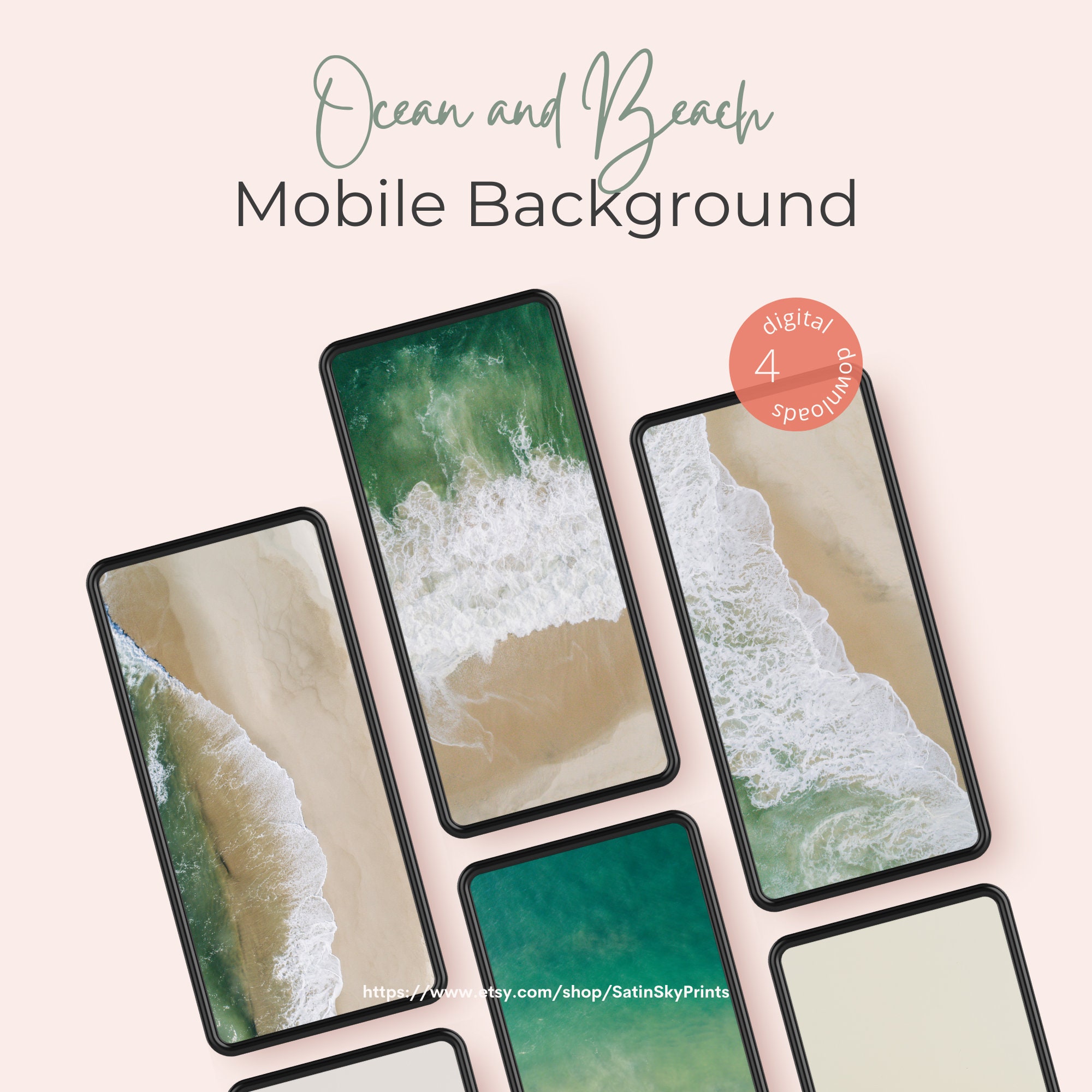 Ocean Mobile Phone Wallpaper Backgrounds Beach Colours Instant Download