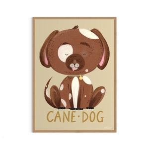 Stampa educativa di cani per bambini Arte da parete Decorazioni per camerette Poster di animali Illustrazione personalizzata di animali domestici