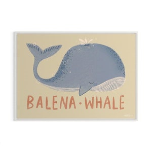 Impresión De Ballena Personalizable Para La Decoración De La Habitación Del Bebé Elemento Educativo Para El Ambiente Infantil Con Ilustración Original Personalizada