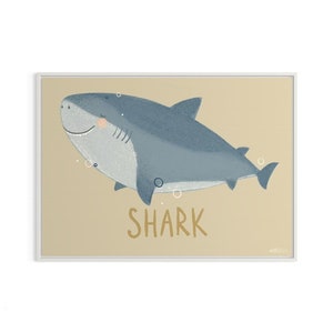 Personalized Shark Print Baby Room Decor Wall Art Under The Sea Learning Educational Art Montessori Style Gift Idea For Kids