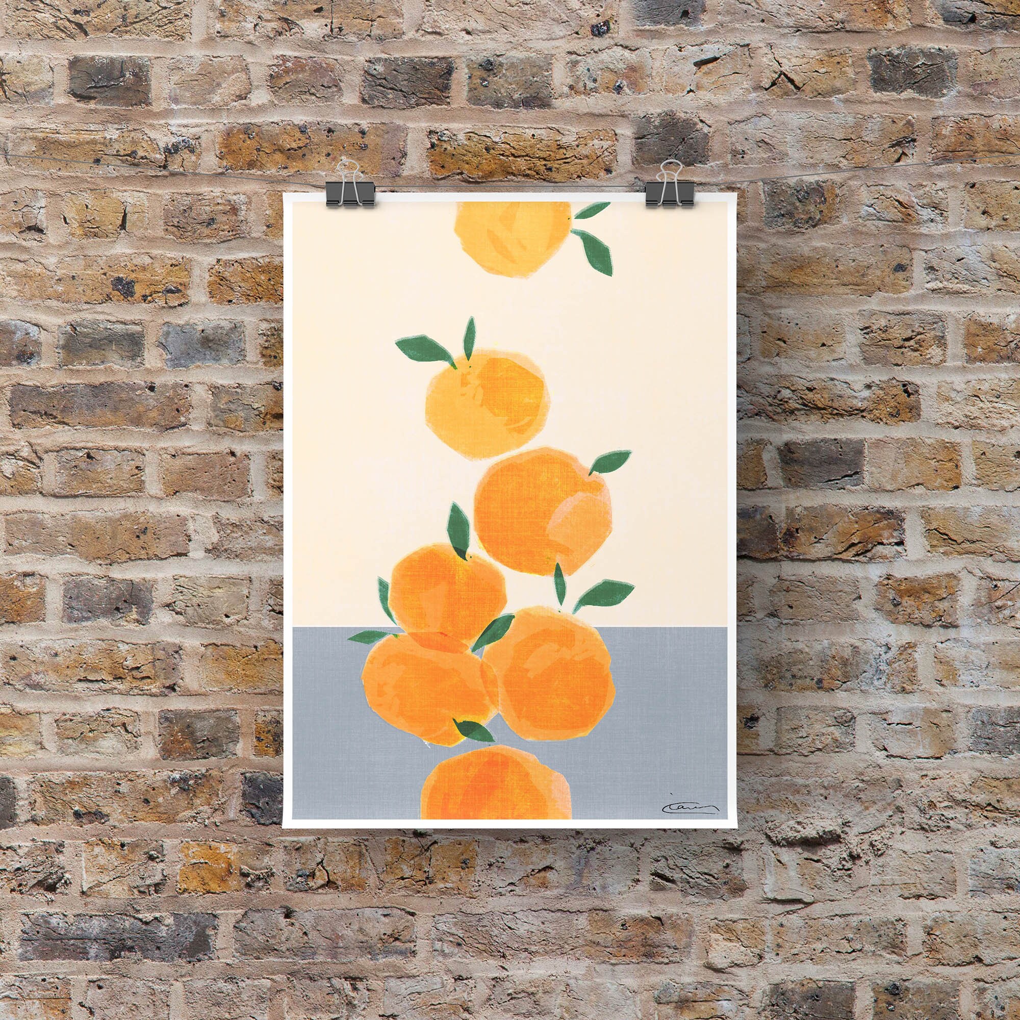 Oranges Wall Art Hanging for Home Decor Framed Print Original Gift Hand ...