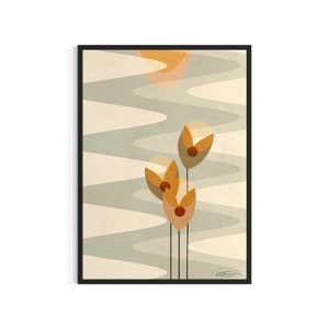 Abstract Tulips Prints Flowers Wall Art Home Decor Large Printable Abstract Floral Living Room Decor With Oranges Tulips Illustration