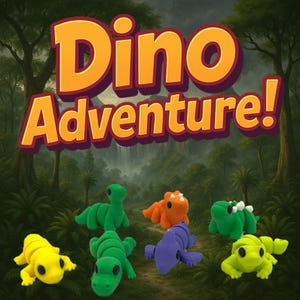 Dino Adventure/ 3D Printed Animals Articulated Flexible Fidget Toy Sensory/ Portable Anxiety/ Stress Relief & Sensory Fun/ Great Gift Idea