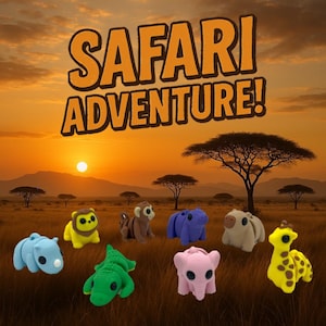 Safari Adventure/ 3D Printed Animals Articulated Flexible Fidget Toy Sensory/ Portable Anxiety/ Stress Relief & Sensory Fun/ Great Gift Idea