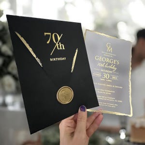 Luxus personalisierte Acryleinladungen mit vergoldeter Goldfolie und Buchstabe Umschlag | Perfekt für Hochzeiten, Jubiläen, Geburtstagskarten