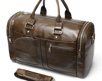 Carry On Luggage Large Leather Duffle Bag Tooled Leather Luggage Bag Tassen & portemonnees Bagage & Reizen Duffelbags 