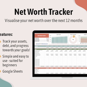 Net Worth Tracker Template for Google Sheets, Net Worth Dashboard, Assets & Liabilities Dashboard, Financial Health Personal Finance Planner