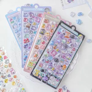 Kawaii Puffy Stickers 3D BONBON DROP Seal Relief Acrylic Sticker Cartoons Resin Stickers Girls DIY Scrapbook Stickers Phone Case Decoration