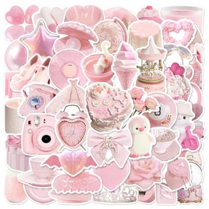 Pegatinas de coqueta rosa, paquete de 30 o 50 pegatinas/juego, osos, corazones, amor, bonito regalo para ella, pegatinas de vinilo PVC impermeables Pinkcore