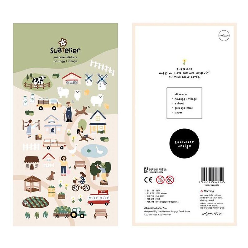 Suatelier Stickers Cute Korean Stickers Planner Notebook Office Supplies Desk School College Scrapbooking Suatelier Design Stickers Korea village