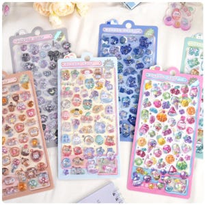 Puffy 3D Stickers BONBON DROP Seal Relief Acrylic Sticker Cartoons Kawaii Stickers Girls DIY Scrapbook Stickers Phone Case Decoration Gift