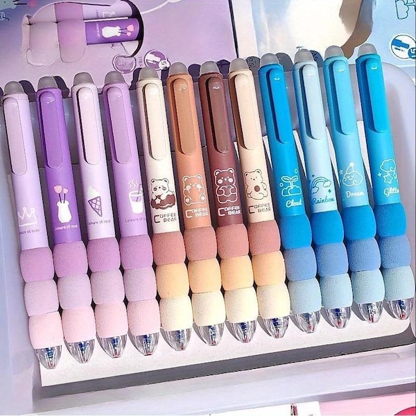 Erasable Gel Pen Set 4Pcs Black Ink, Ballpoint Pens, Cute Writing Supplies, Crafts, Journaling, Desk College School Office Supplies