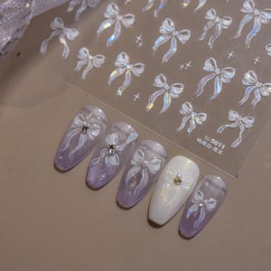 Ribbons Nail Art Stickers Cute Summer Nails Manicure Fake Nails Pretty Design Coquette Nail Style