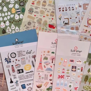 Suatelier Stickers Cute Korean Stickers Planner Notebook Office Supplies Desk School College Scrapbooking Suatelier Design Stickers Korea