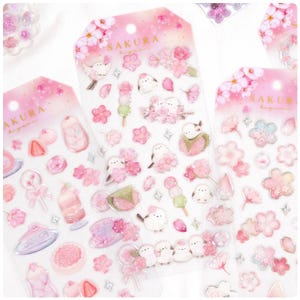 4Pcs Set Kawaii Pink 3D Stickers Sakura Birds Fruit Cute Sticker Cartoons Puffy Stickers Girls DIY Scrapbook Stickers Phone Case Decoration