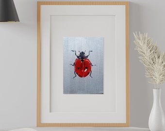 絵画　アクリル絵　額縁　キャンバス　 昆虫　てんとう虫　原画 Amazon｜キャンバス絵画抽象美しい蝶てんとう虫ポスタープリント