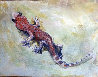 Original Gecko Painting Hand Painted Reptile Art Animal Wall Decor Nature Inspired Wildlife Artwork Home Decor Exotic lizard Living Room Art