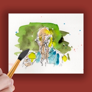 Doctor who regalos - acuarela original de un Ood. Obra de arte única firmada. ¡Gran regalo para el fan del Dr. Who!