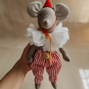 Circus mouse, Linen circus mouse toys, linen mouse, stuffed linen toy, linen toys for baby