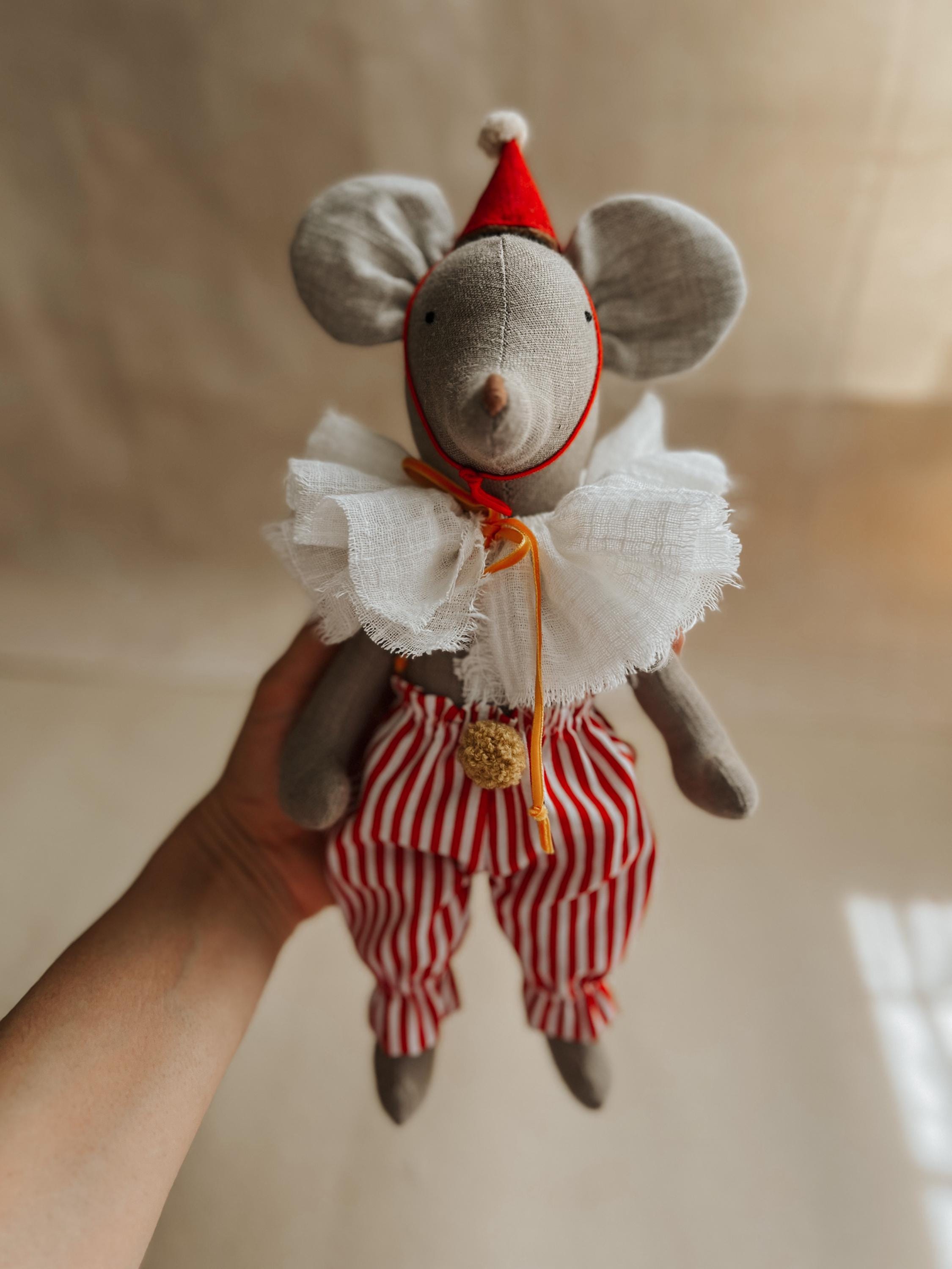 Circus mouse, Linen circus mouse toys, linen mouse, stuffed linen toy, linen toys for baby