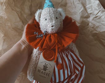 Handmade Boucle Teddy Bear: Vintage Circus Clown