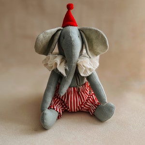 Linen Elephant Toy: Circus Nursery Decor