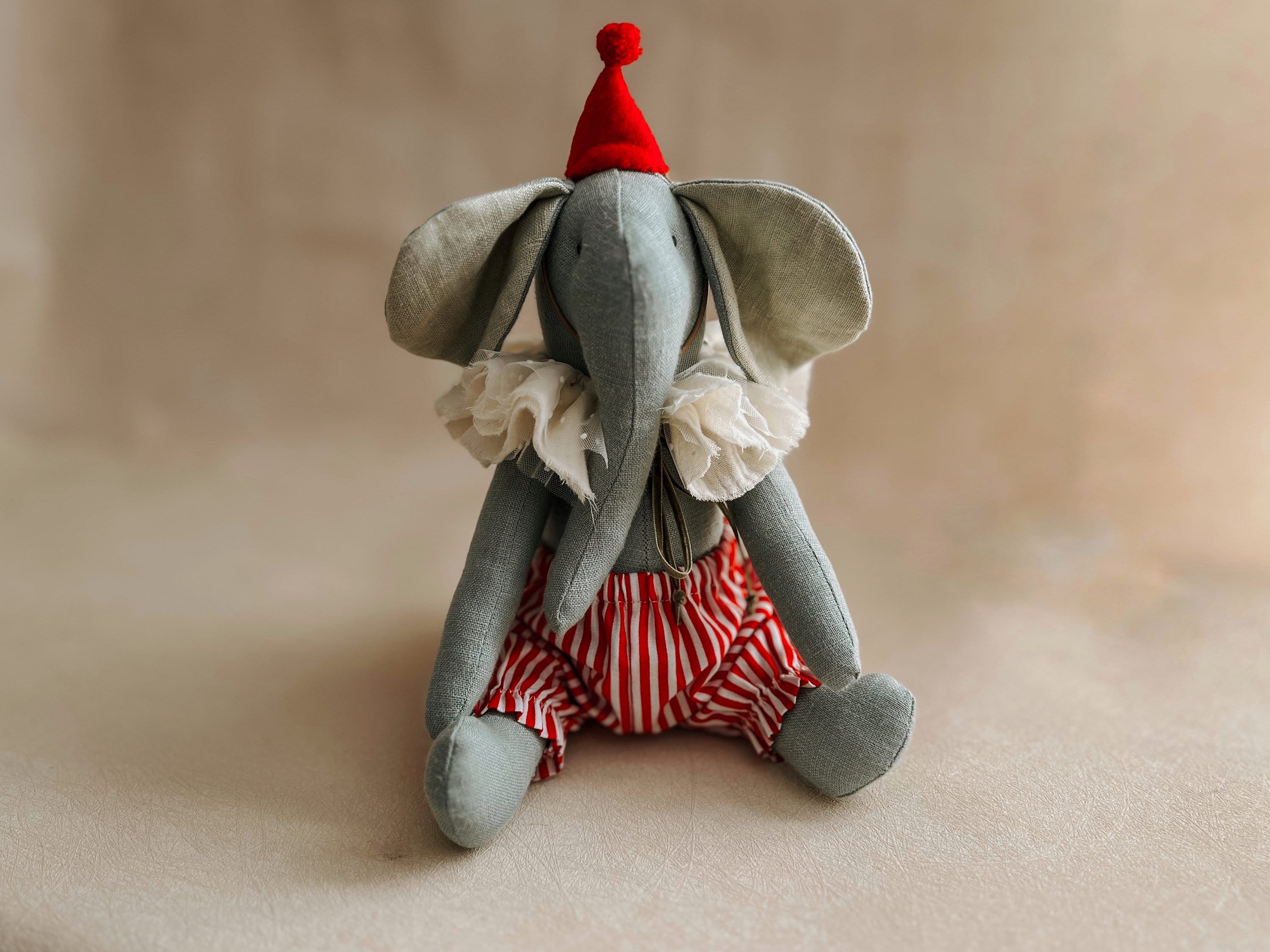 Linen toys, linen elephant, circus elephant, nursery linen toys