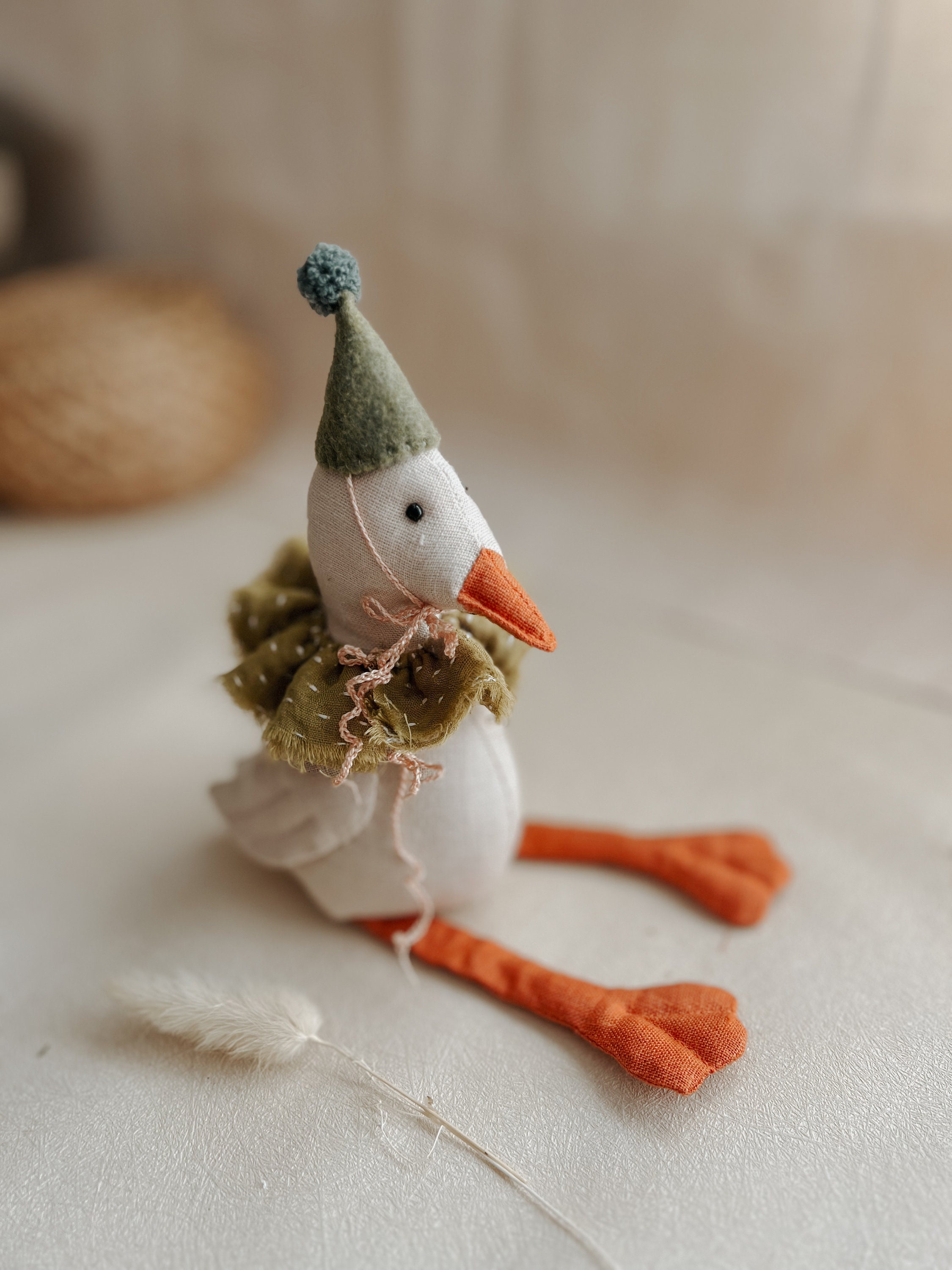 Jouet oie en lin fait main, bébé oie, jouet oie en peluche pour enfants, décoration de chambre d'enfant en lin, bébé oie en lin, oie d'anniversaire, animal de cirque
