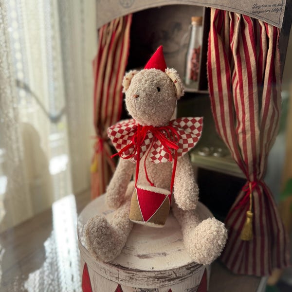 Handmade Boucle Teddy Bear, Fluffy Stuffed Animal, Memory Keepsake