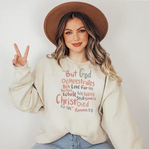 Religious Sweatshirt, Christian Jumper, Inspirational Verse Pullover, Faith Crew Neck Top, Religious Gift